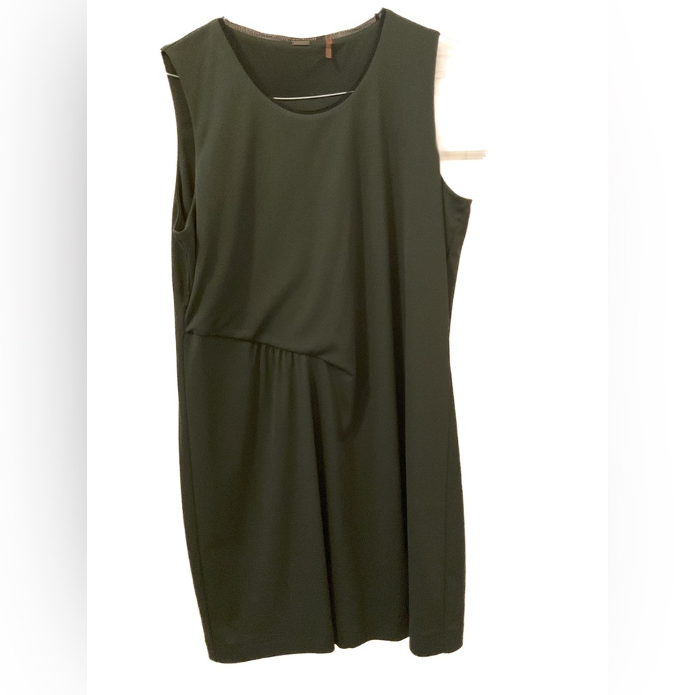 Tahari Asymmetrical Dark Green Dress